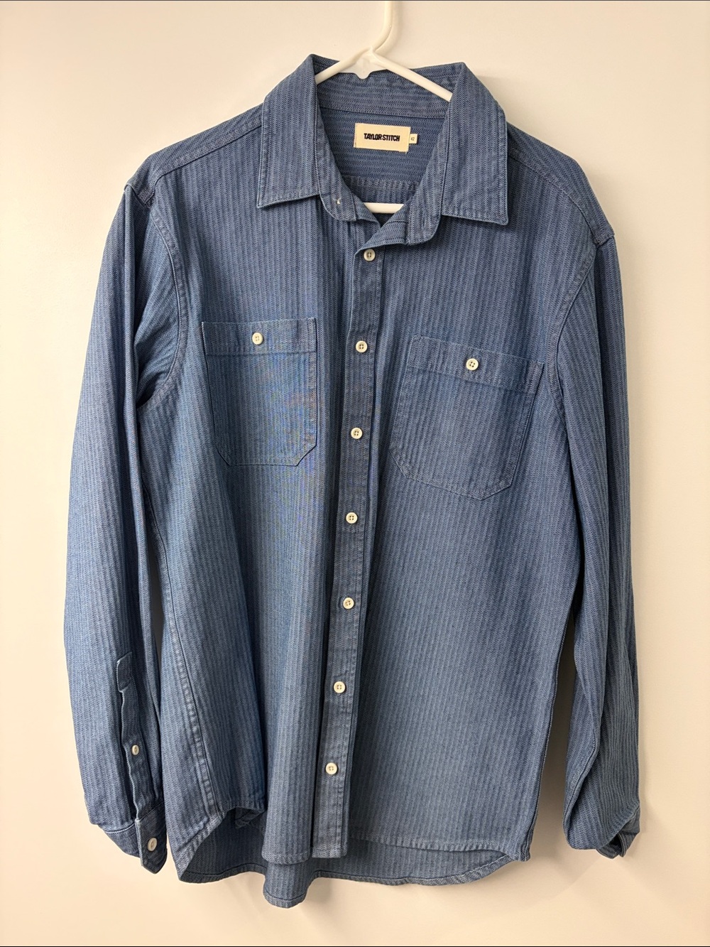 Taylor Stitch Indigo Blue Striped Button-Down Shirt
